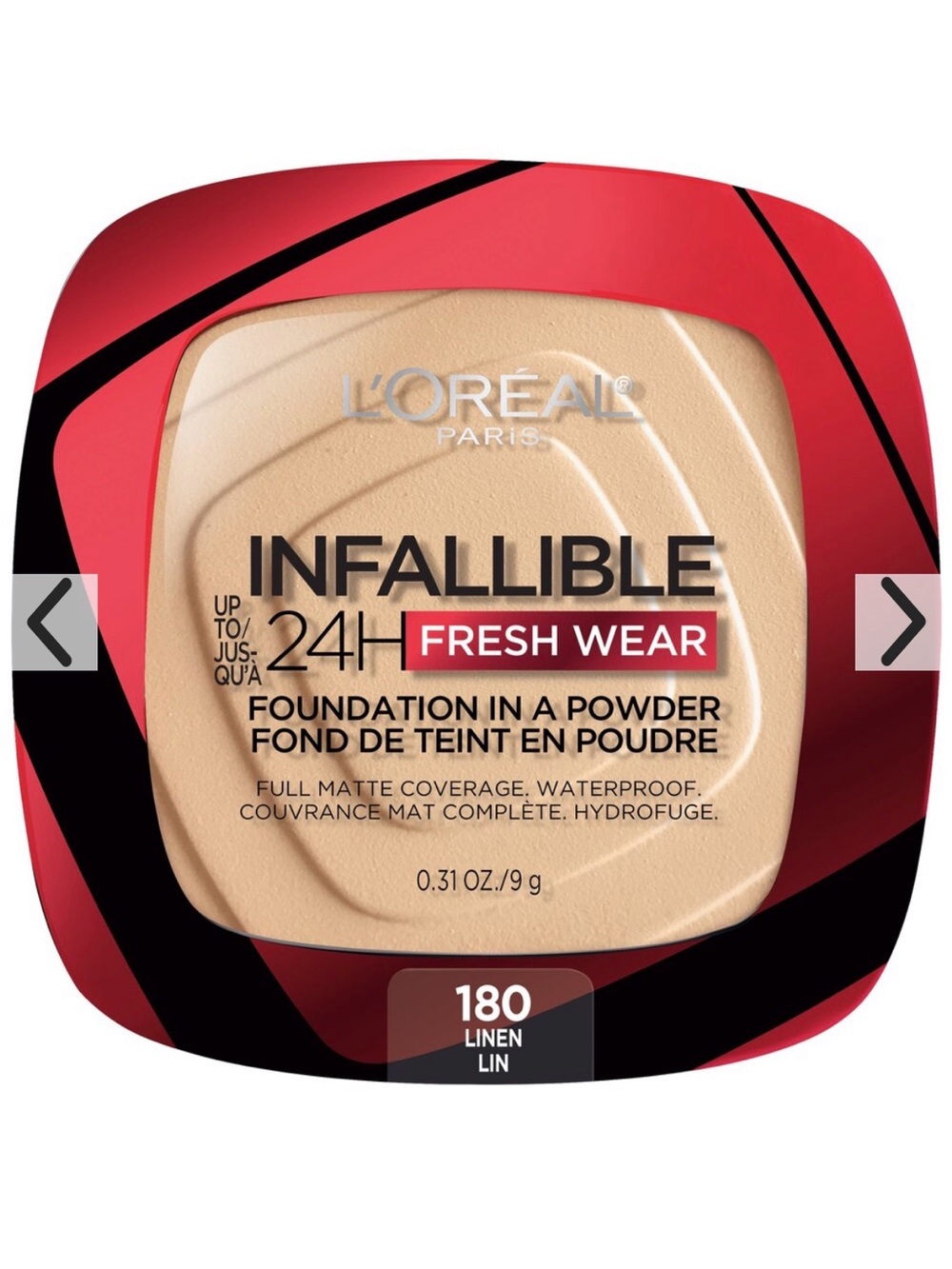 L'Oreal Infallible Fresh Wear Powder Foundation - Linen 180 (Beige)
